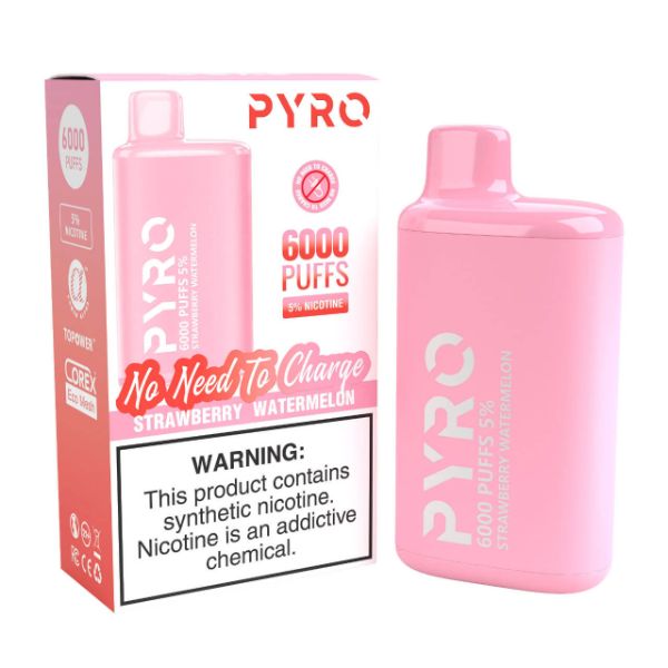 Pyro Disposable 6000 Puffs Disposable Vape 13mL Best Flavor Strawberry Watermelon
