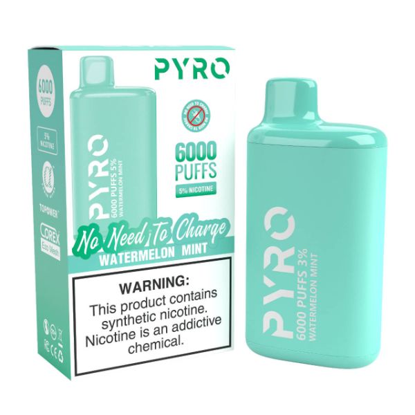 Pyro Disposable 6000 Puffs Disposable Vape 13mL Best Flavor Watermelon Mint