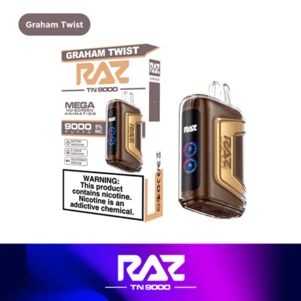 RAZ TN9000 9000 Puffs Disposable Vape 12mL Best Flavor Graham Twist