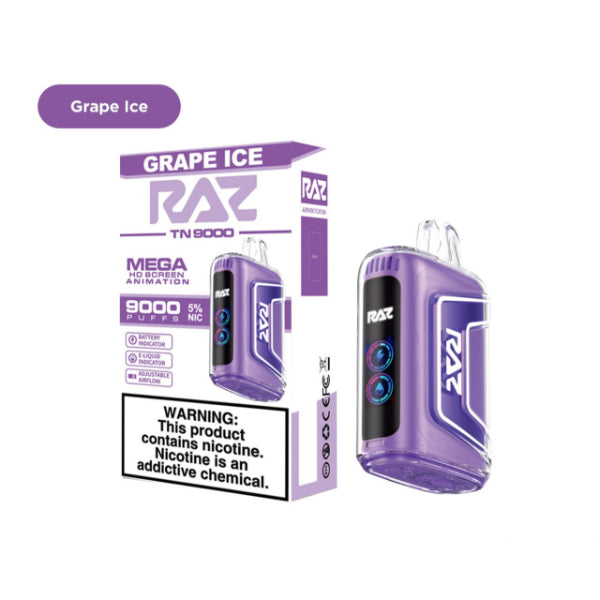 RAZ TN9000 9000 Puffs Disposable Vape 12mL Best Flavor Grape Ice