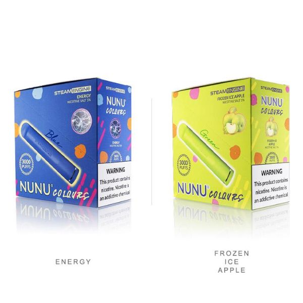 Steam Engine Vape NuNu Colours 3000 Puffs Rechargeable Vape Disposable 9mL 10 Pack Best Flavor Energy Frozen Ice Apple