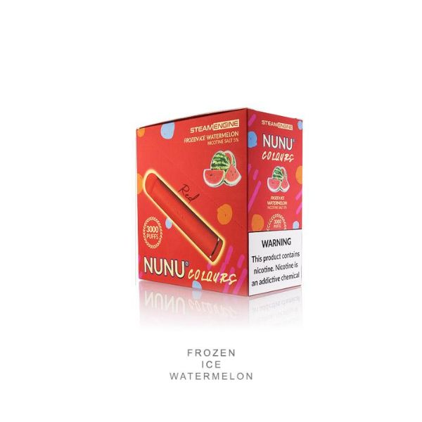 Steam Engine Vape NuNu Colours 3000 Puffs Rechargeable Vape Disposable 9mL 10 Pack Best Flavor Frozen Ice Watermelon