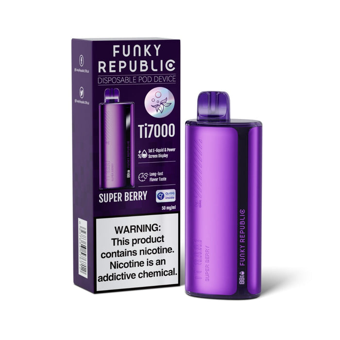 Funky Republic Ti7000 Disposable Vape-5-Pack Best Flavor Super Berry