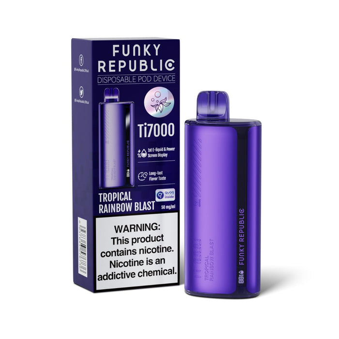 Funky Republic Ti7000 Disposable Vape-5-Pack Best Flavor Tropical Rainbow Blast