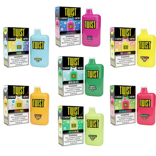 Twist 6000 Puffs Rechargeable Vape Disposable 15mL 10 Pack Best Flavors