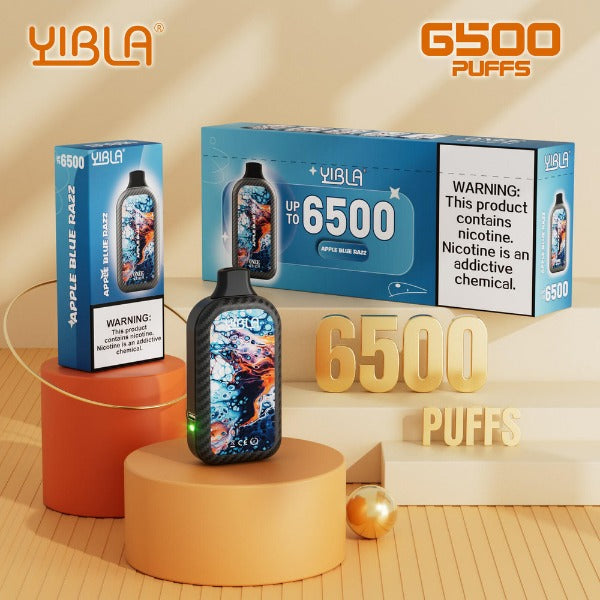 Yibla 6500 Puffs Disposable Vape 18mL Best Flavor Apple Blue Razz
