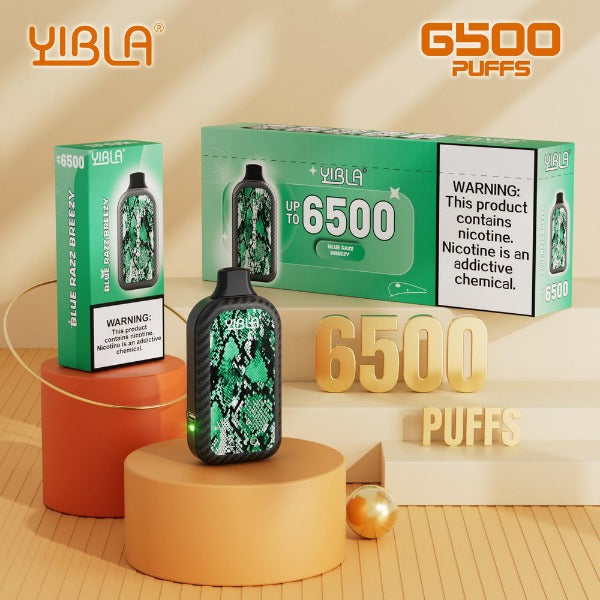 Yibla 6500 Puffs Disposable Vape 18mL Best Flavor Blue Razz Brezzy