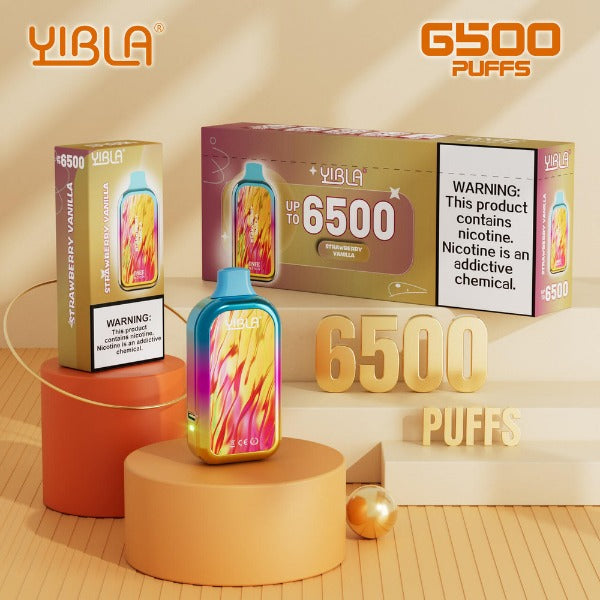 Yibla 6500 Puffs Disposable Vape 18mL Best Flavor Strawberry Vanilla