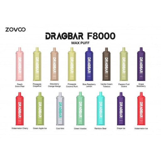 Zovoo Drag Bar F8000 8000 Puffs Rechargeable Vape Disposable 16mL Best Flavors
