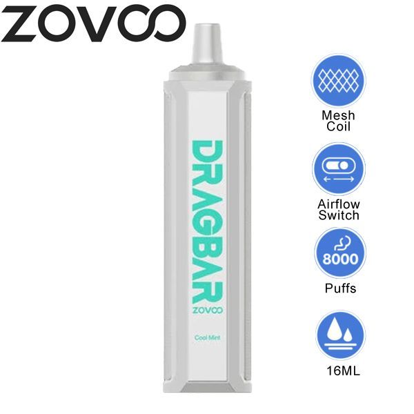 Zovoo Drag Bar F8000 8000 Puffs Rechargeable Vape Disposable 16mL Best Flavor Cool Mint